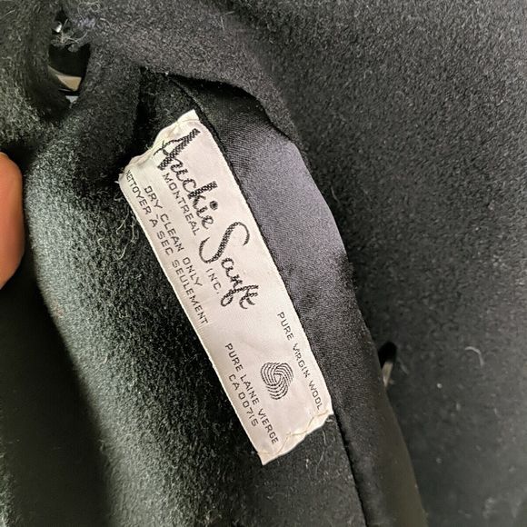 Auckie Sanft Black Pure Virgin Wool Coat Fur Collar Montreal Vintage Overcoat M - Picture 5 of 10